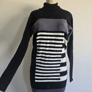Striped Black and Gray Women's Sweater